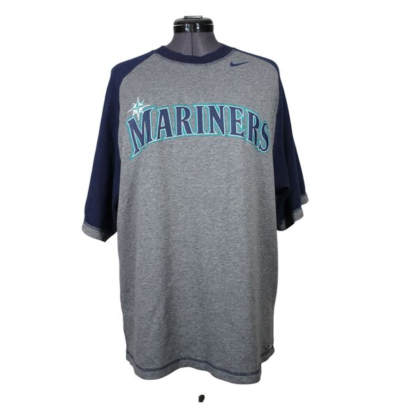 Nike‎ men's MLB Seattle Mariners raglan sleeve knit shirt L - Picture 1 of 10